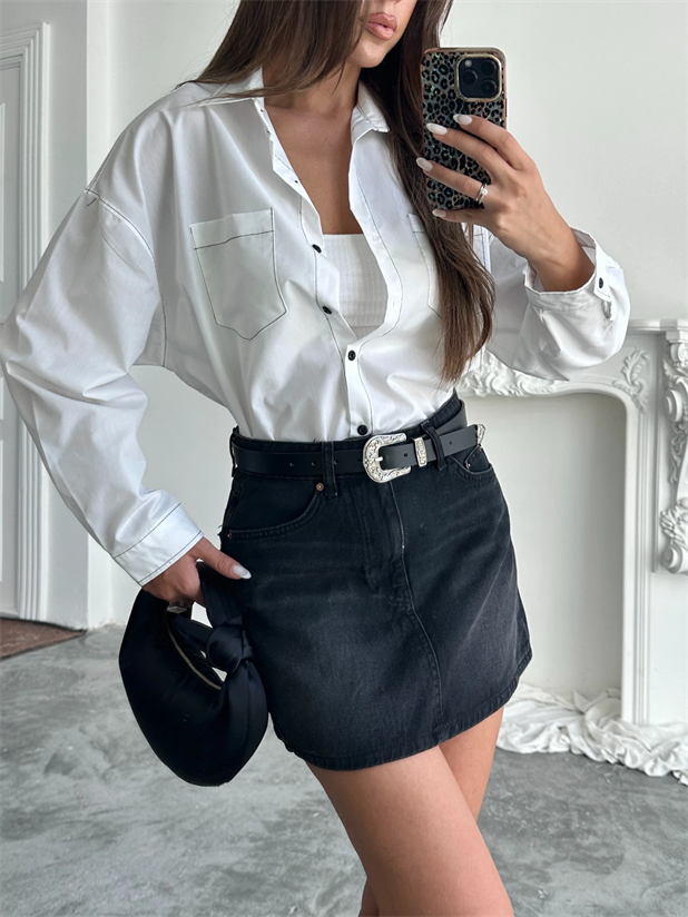 Süs Dikiş Detay Gömlek - Beyaz