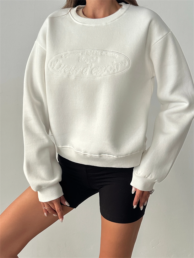 Hopeful Nakış Sweat - Ekru