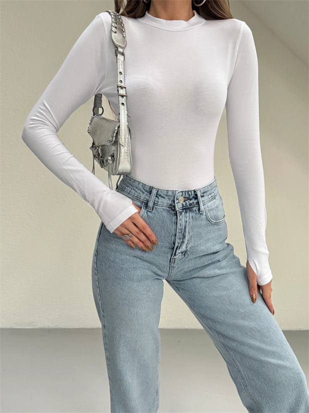 Parmak Geçirmeli Balıkçı Body - Beyaz