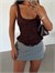 Korse Dantel Crop Top - Kahve
