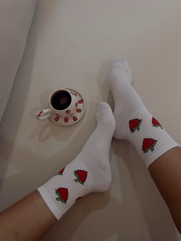 Meyve Baskılı Çorap - Çilek Desenli