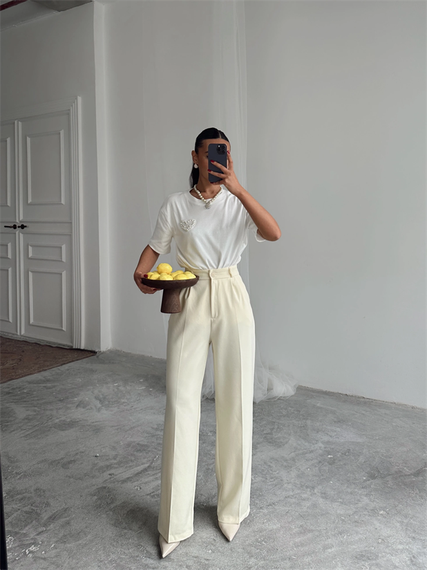 My Palazzo Kumaş Pantolon - Limon Sarısı