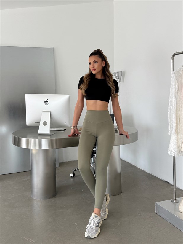 Yüksek Bel Toparlayıcı Tayt - Çağla Yeşili