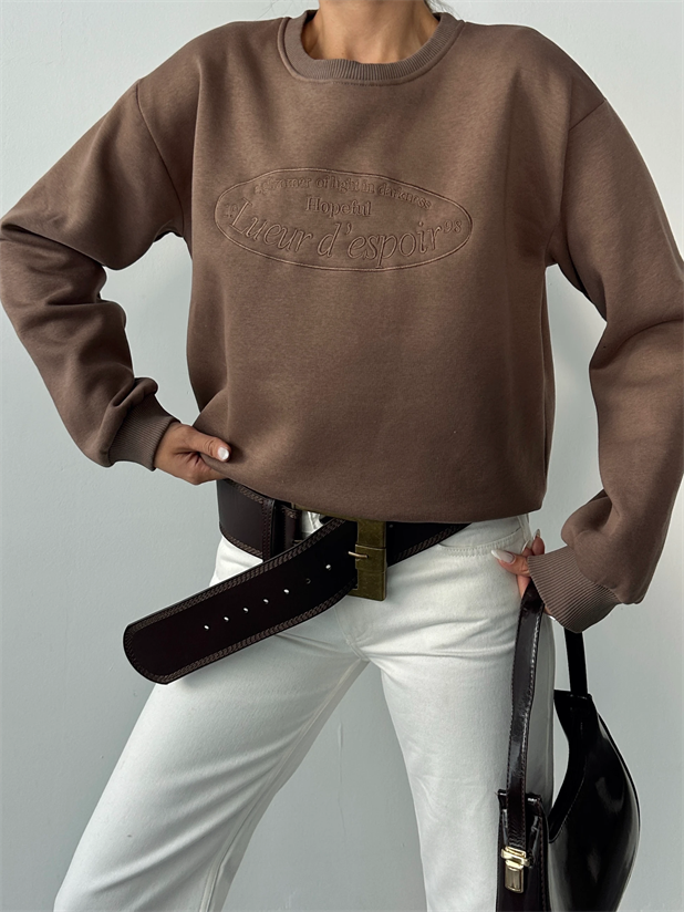 Hopeful Nakış Sweat - Kahve