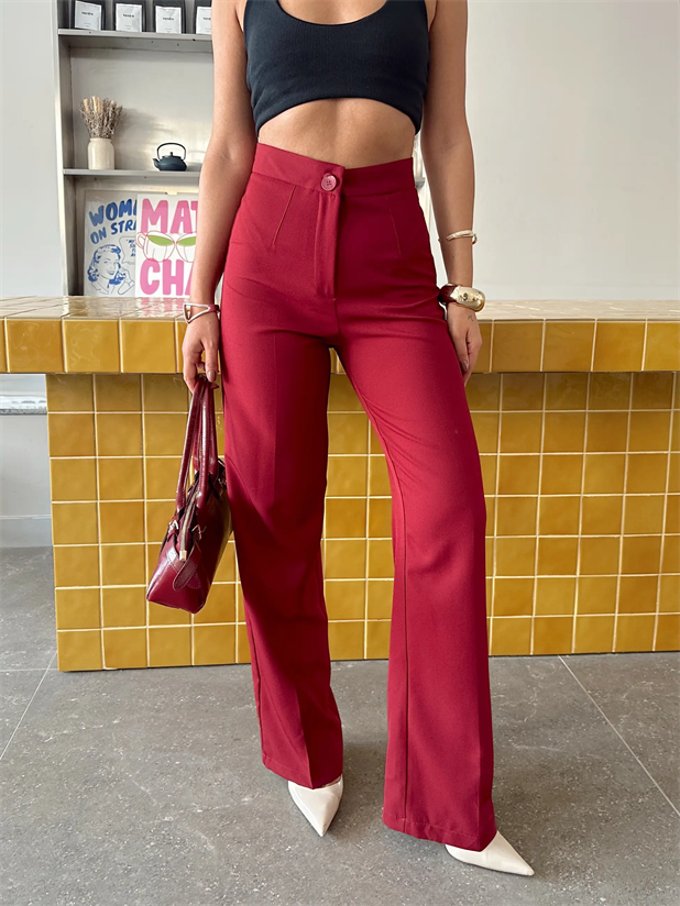 Cepsiz Palazzo Pantolon  - Bordo