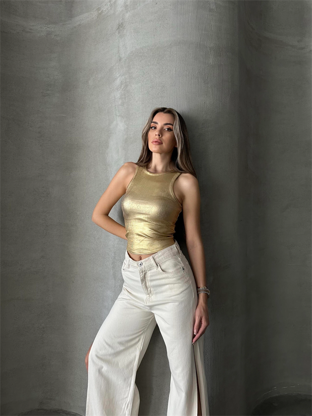 Lily Varaklı Crop Gold - Gold
