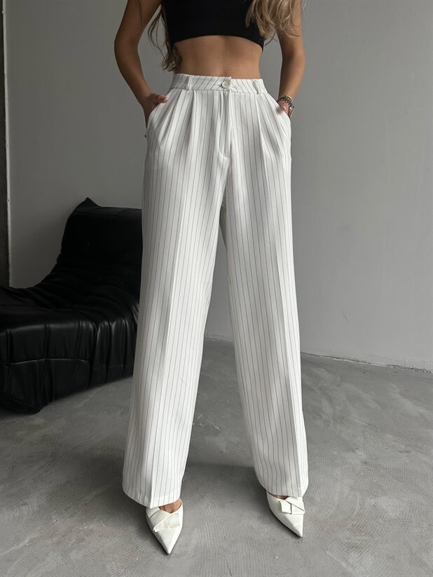 Elicia Line Pileli Palazzo Beyaz - Beyaz