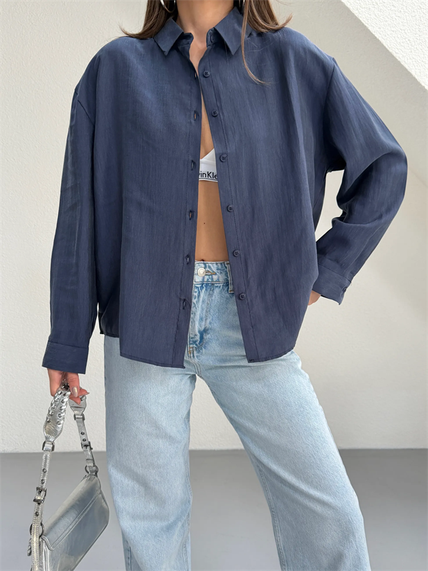 Tensel Gömlek - Lacivert