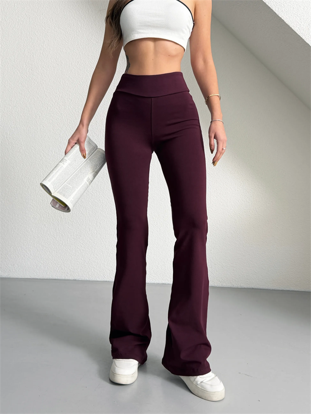 İspanyol Paça Tayt Pantolon - Bordo