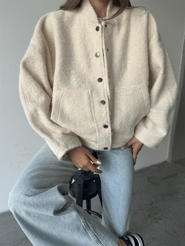 Kırçıllı Kaşe Mont - Taş