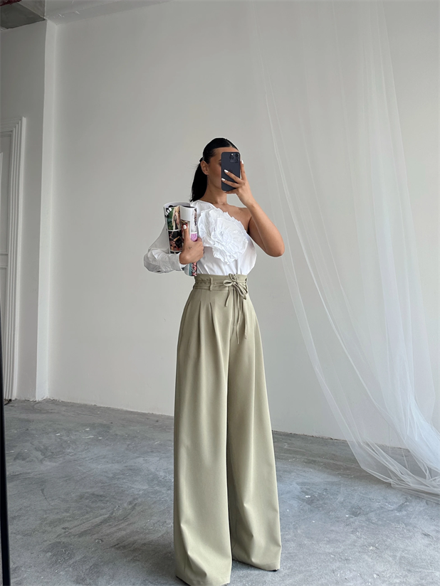 Beli İp Ve Lastikli Palazzo - Haki