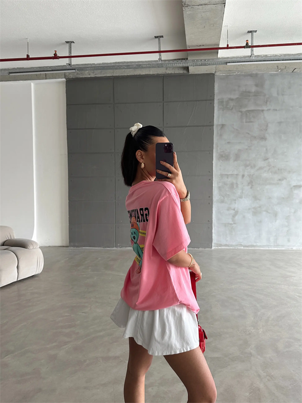 Graviment Baskılı Basic - Pembe