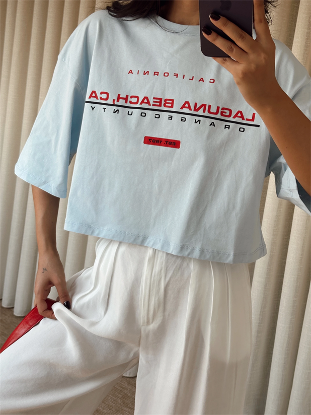 Laguna Beach Crop Basic - Mavi