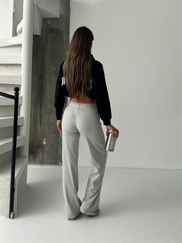 Fitilli Bağcıklı Eşofman - Gri