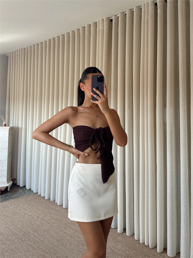 Klasik Mini Etek - Krem