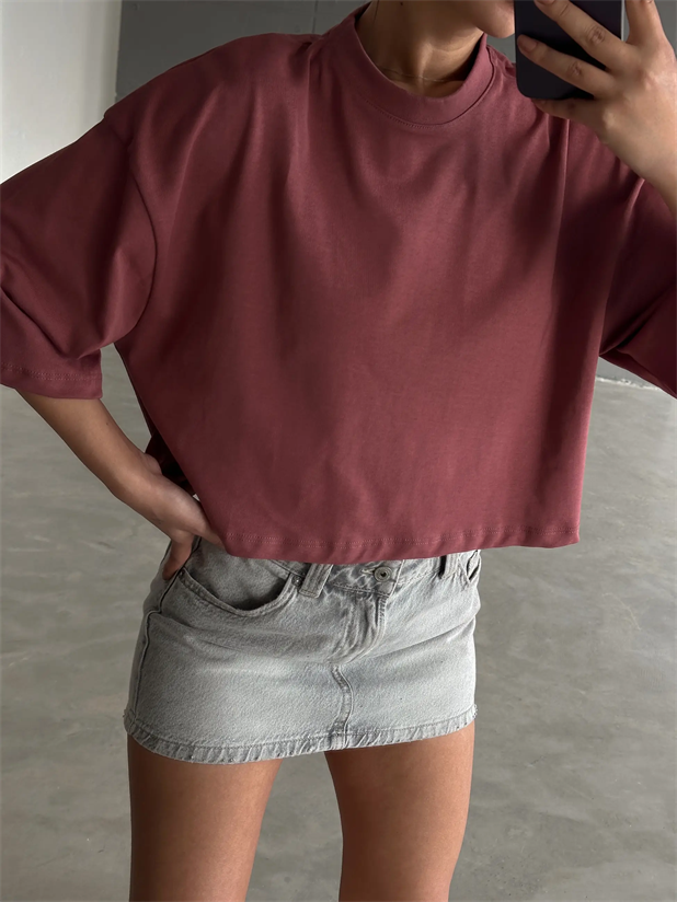 Oversize Basic Crop - Gül Kurusu