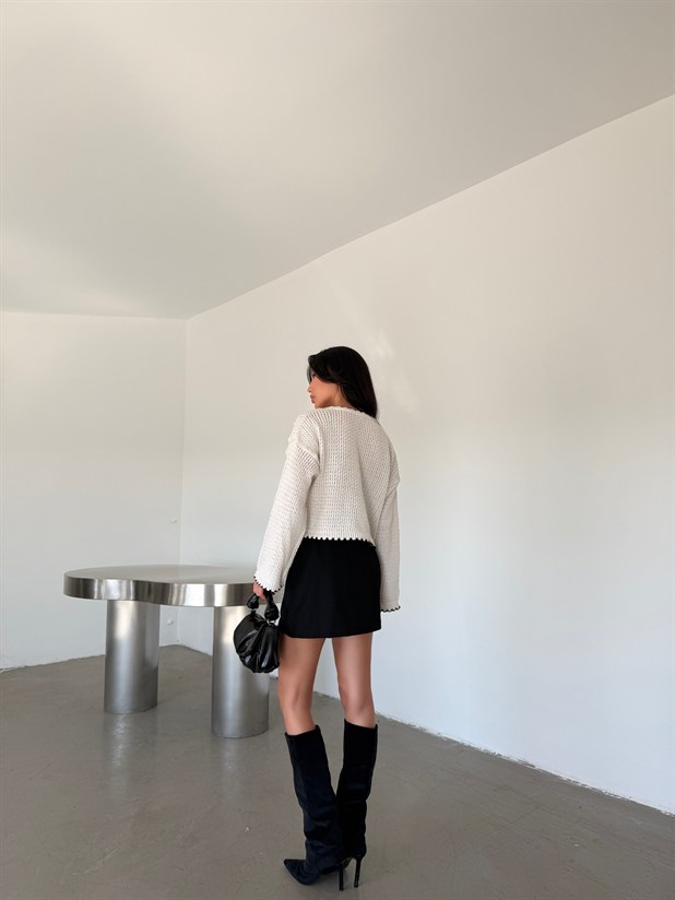 İnci Detaylı Triko - Ekru