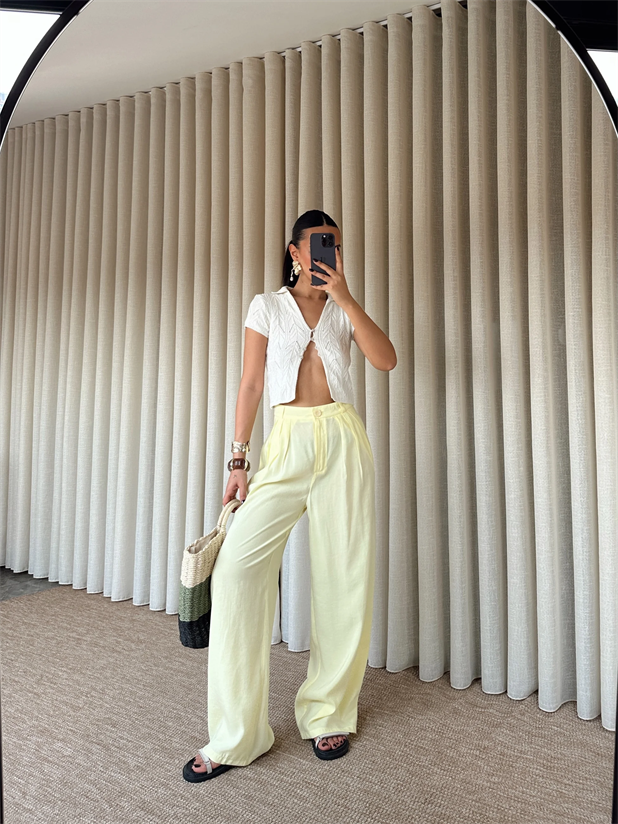 Modal Üç Pile Palazzo  - Sarı