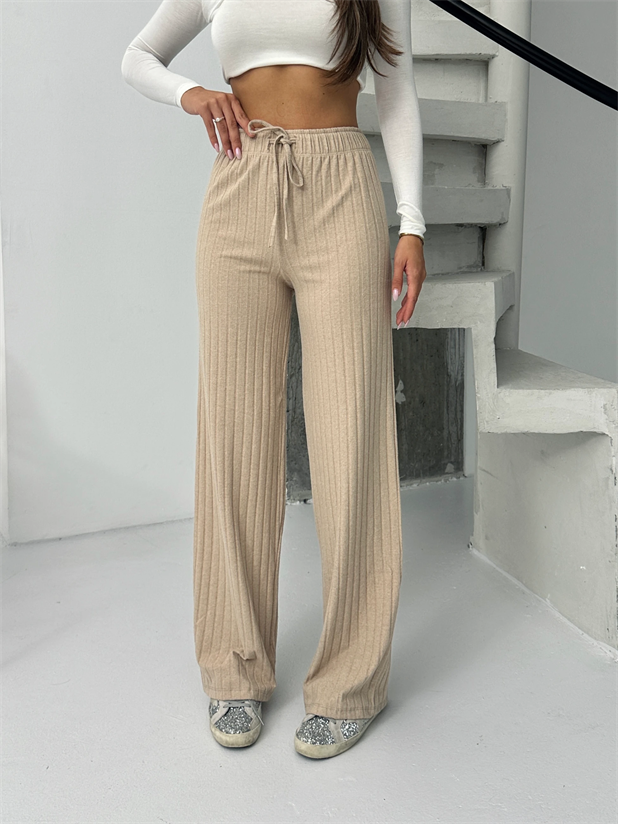 Yumoş Fitilli Eşofman - Bej