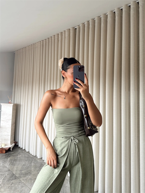 Drapeli Straplez Crop - Haki