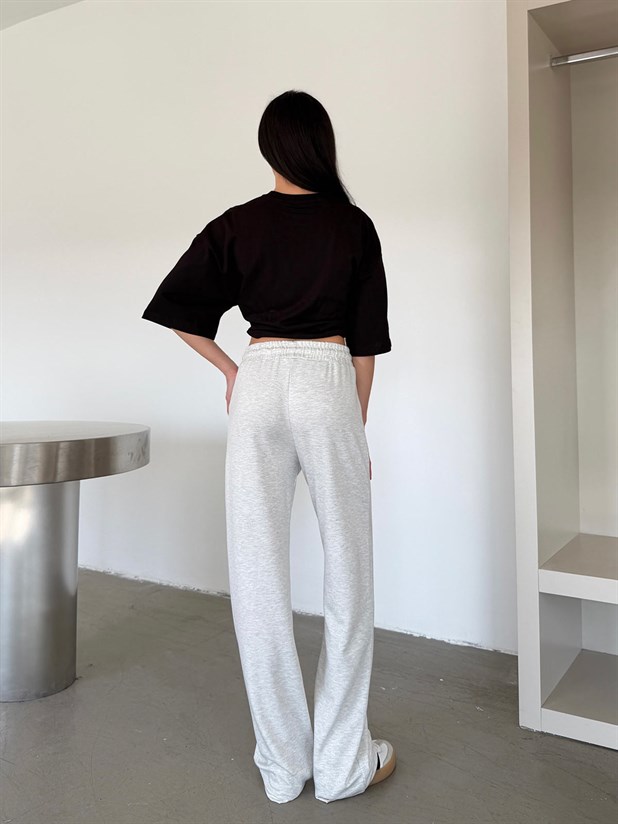 Çımalı Bol Paça Eşofman - Gri