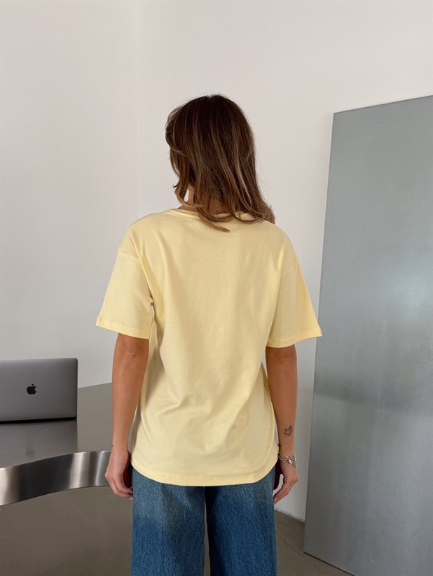 Bebe Yaka Basic T-shirt - Sarı