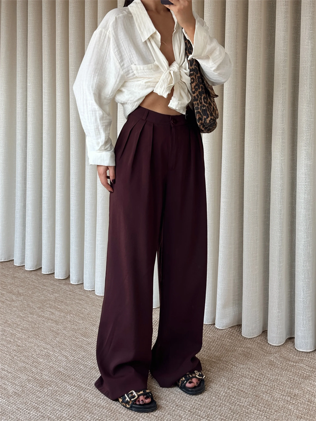 Modal Üç Pile Palazzo  - Kahverengi