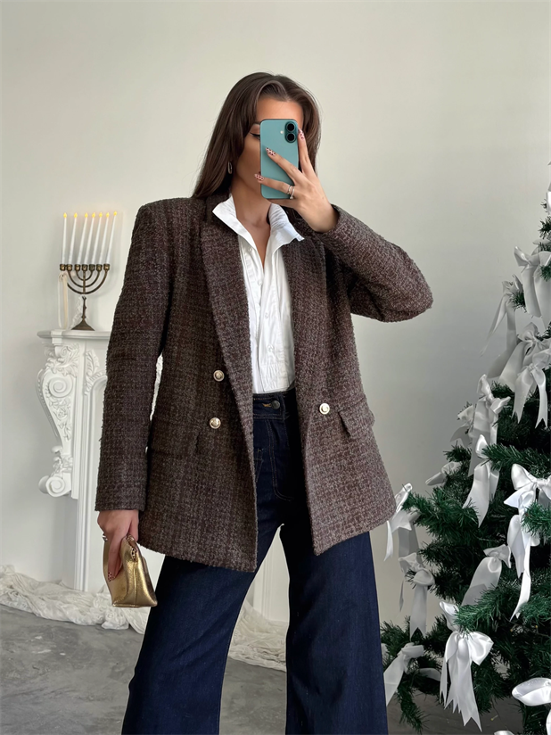 Tüvit Blazer Ceket - Kahve