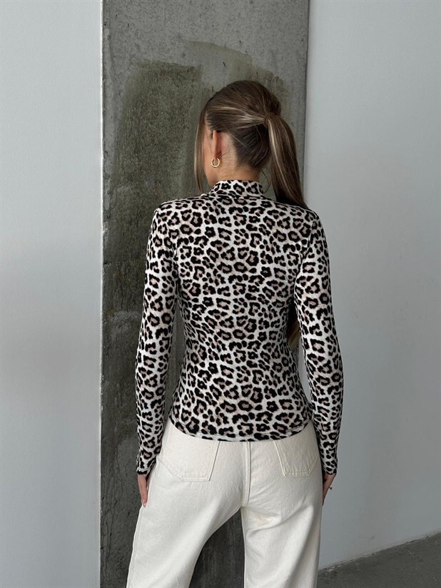 Desenli Balıkçı Bluz - Leopar