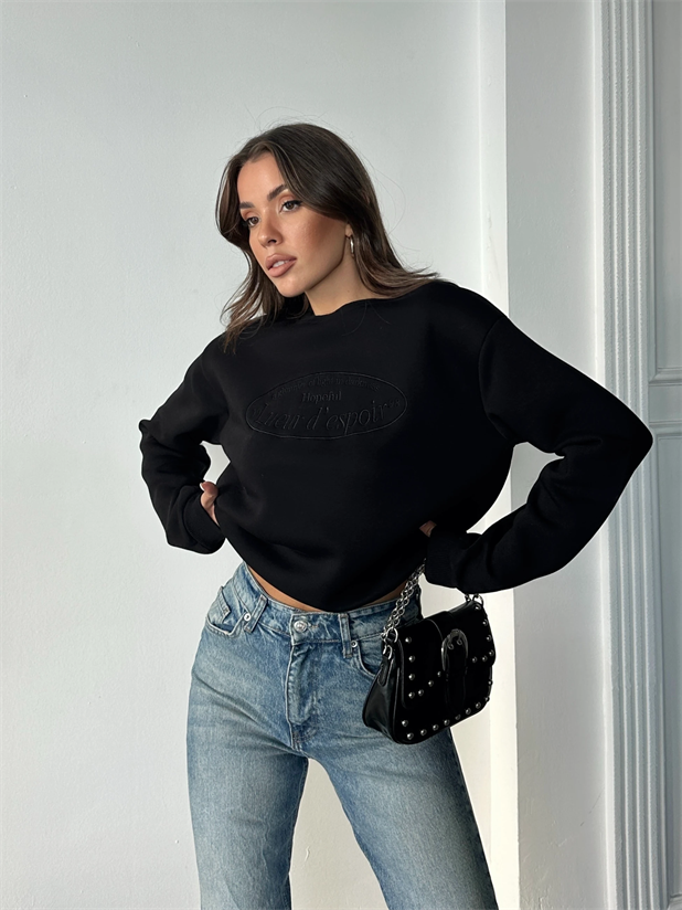 Hopeful Nakış Sweat - Siyah