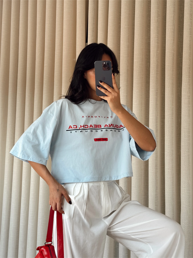 Laguna Beach Crop Basic - Mavi