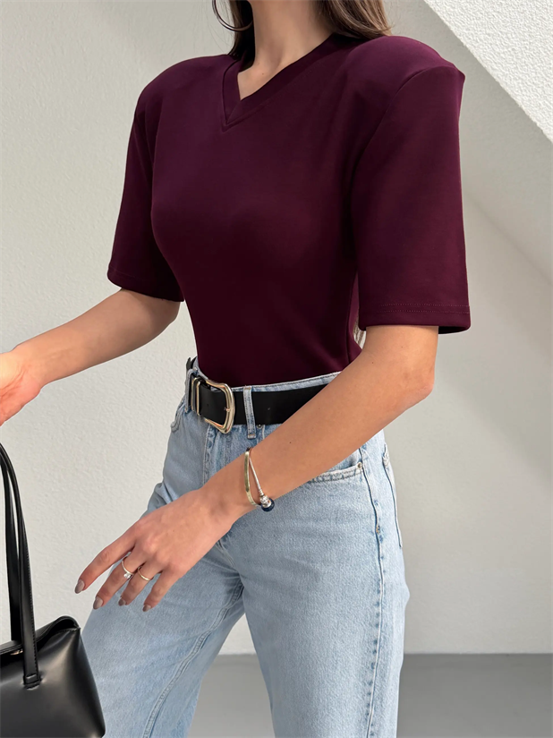 Vatkalı Bodysuit - Mürdüm