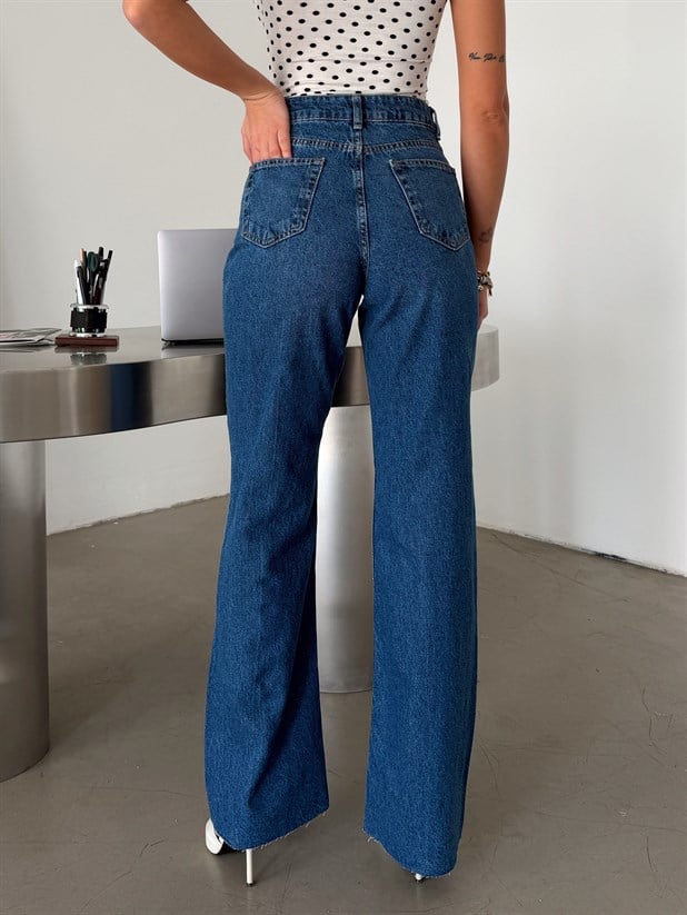 Paça Kesik Palazzo Jean - Mavi