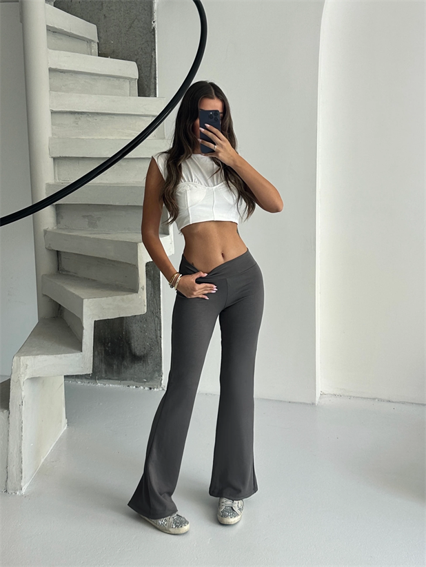 Bol Paça Tayt Pantolon - Füme