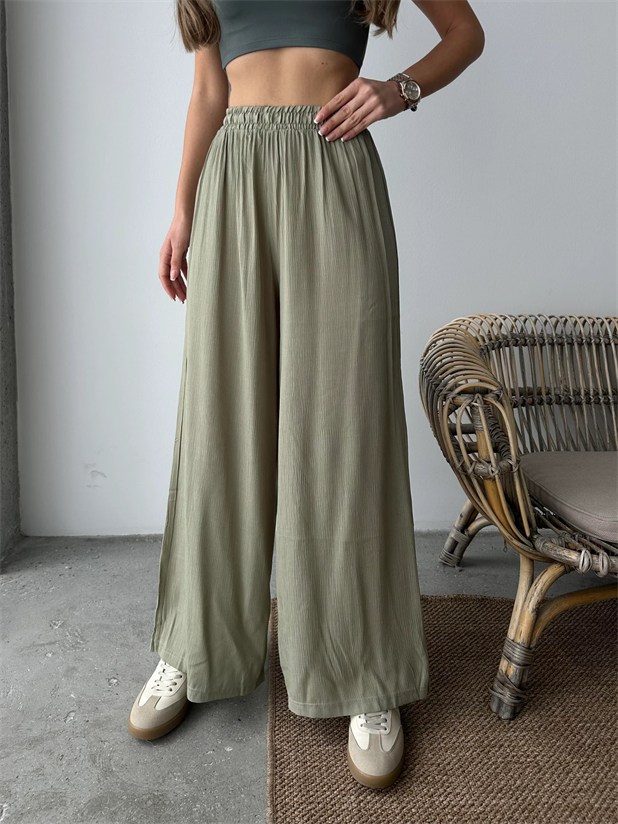 Bel Lastik Tiril Palazzo Pantolon Çağla Yeşili - Çağla Yeşili