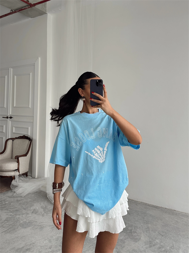 Hang Loose Baskılı Tshirt Bebe Mavi - Mavi
