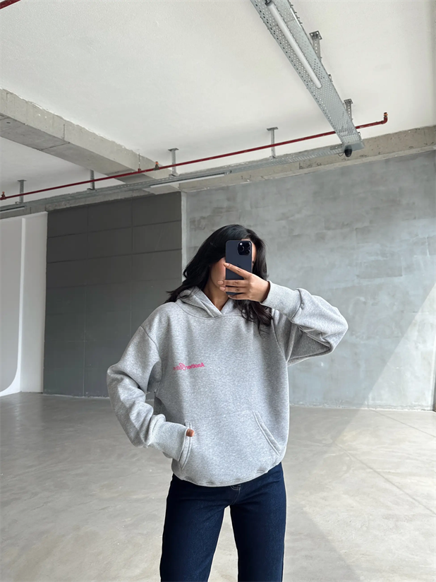 Another Kapüşonlu Sweatshirt Gri Melanj - Gri Melanj