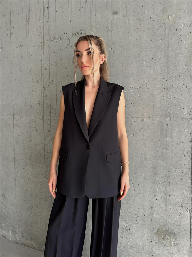 Valeria Blazer Yelek Siyah - Siyah