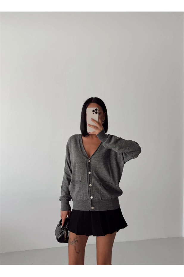 Sirena Cepli Triko Hırka Ekru - Füme