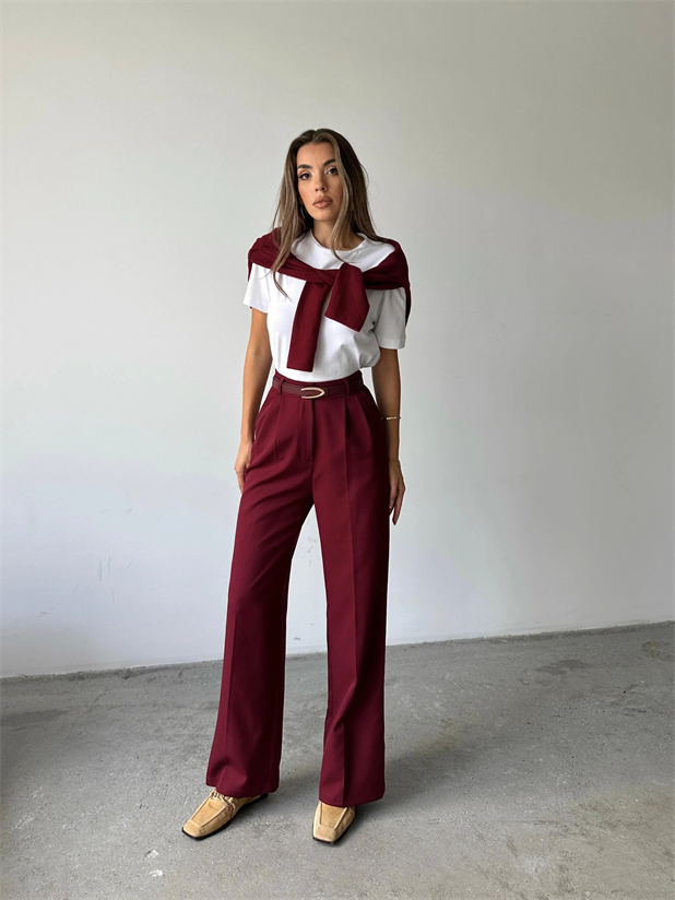 My Palazzo Kumaş Pantolon - Bordo