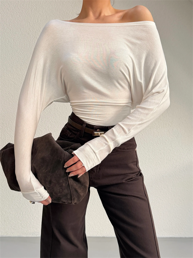 Yarasa Kol Transparan Bluz - Ekru