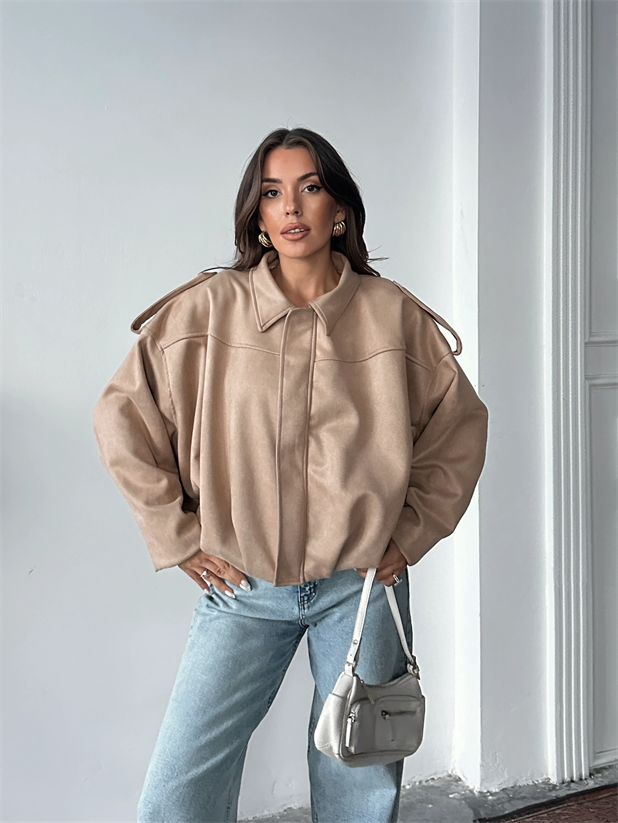 Bomber Süet Ceket - Bej