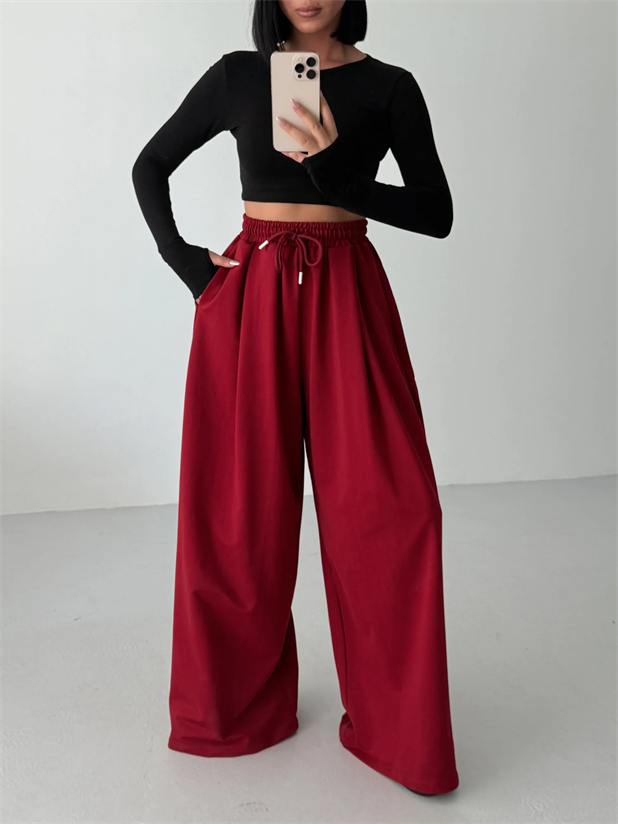 Baggy Salaş Eşofman - Bordo