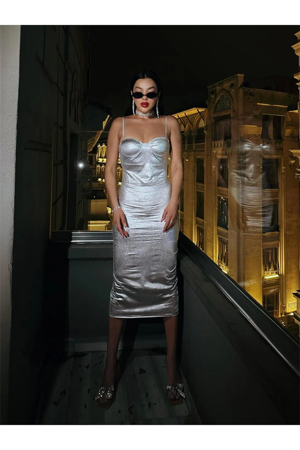 Silver Jane Elbise Gri - Gri