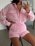Oversize Şortlu Keten Takım - Pembe