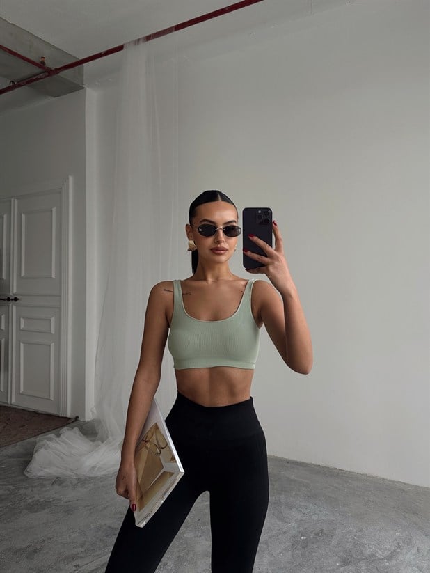 Seamless Fitilli Crop - Haki