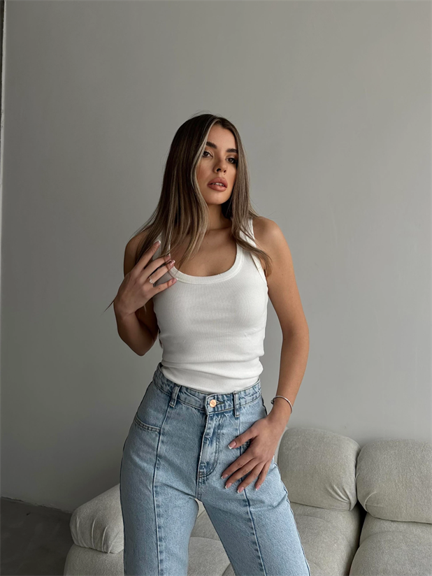 Liza Basic Crop Beyaz - Beyaz