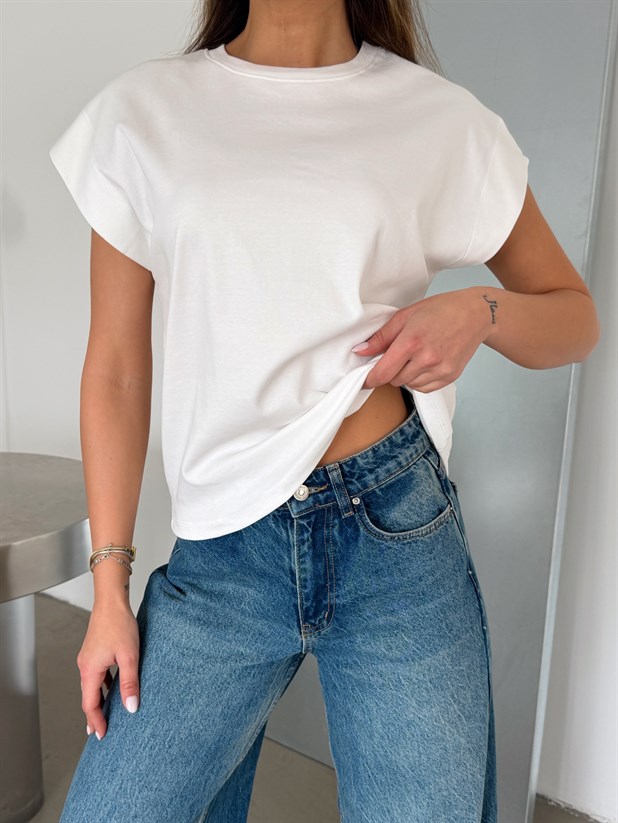 Düz Kolsuz Basic - Ekru