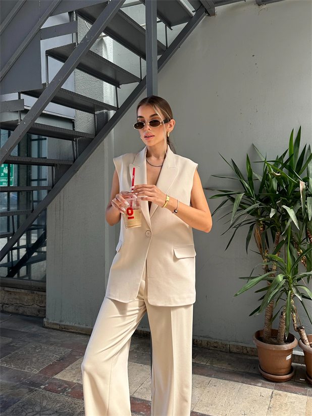 Valeria Blazer Yelek Taş - Taş