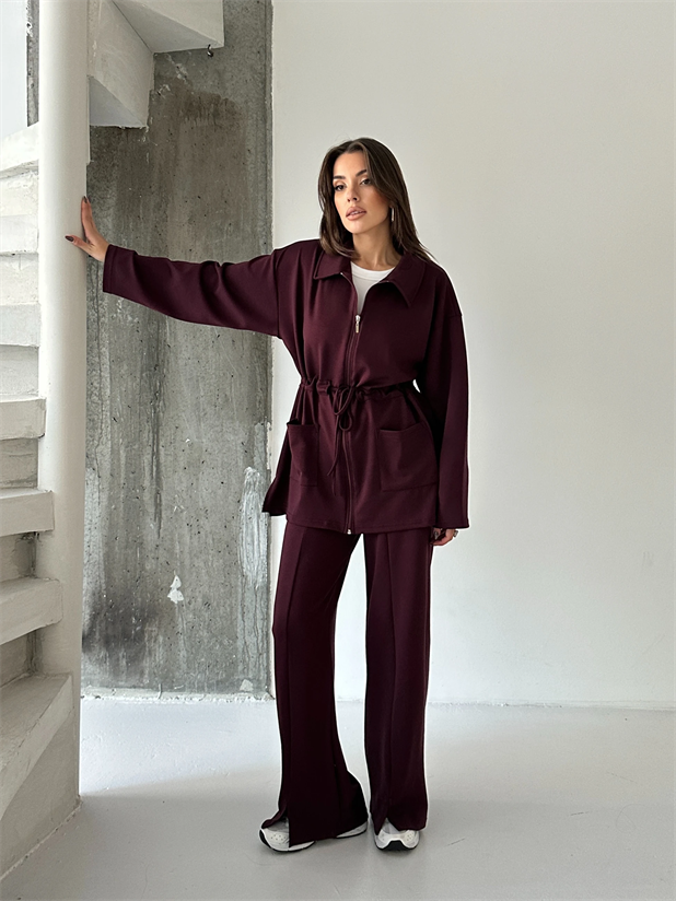 Bağlamalı Modal İkili Takım  - Bordo